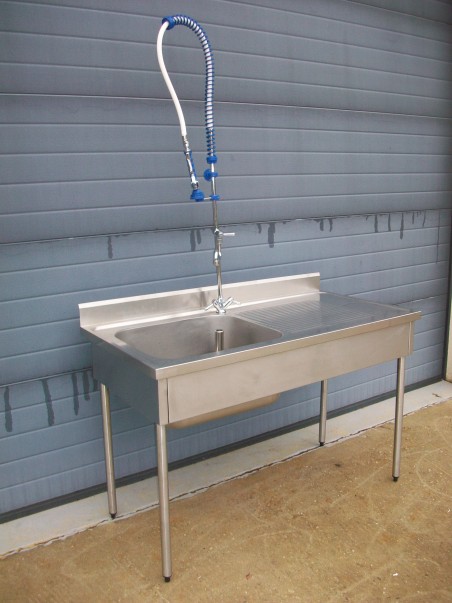 Plonge inox + robinet douchette