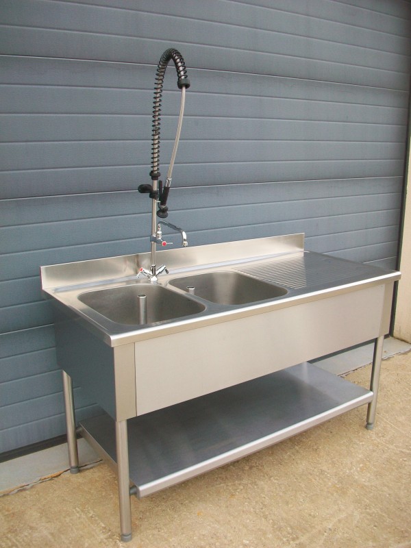 Plonge inox + robinet douchette